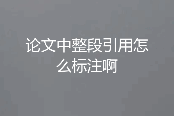 论文中整段引用怎么标注啊