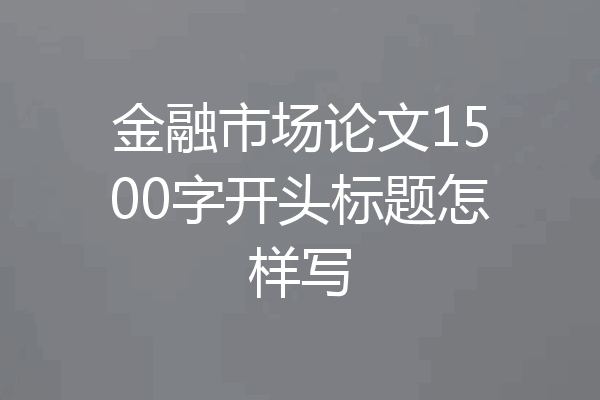 金融市场论文1500字开头标题怎样写