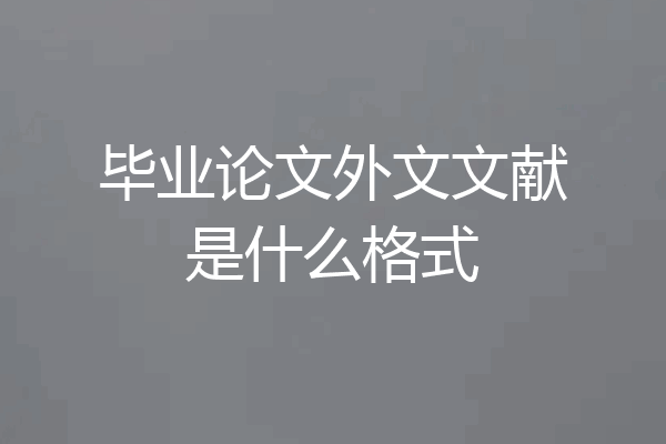 毕业论文外文文献是什么格式