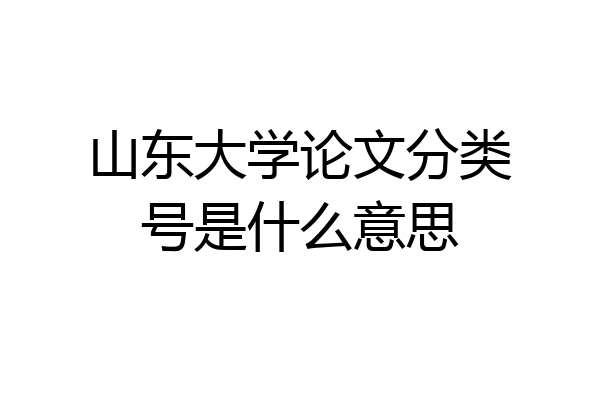 山东大学论文分类号是什么意思