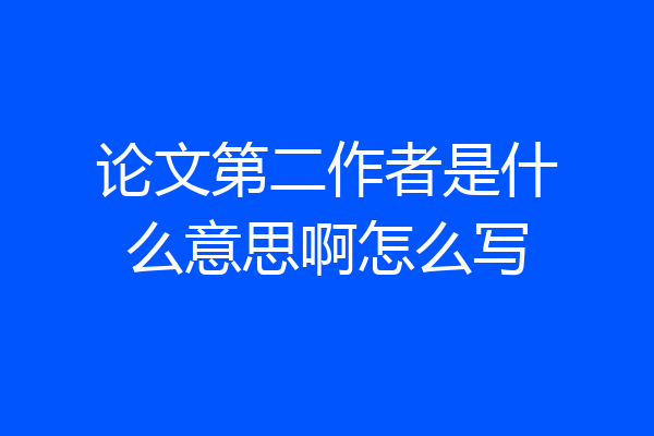 论文第二作者是什么意思啊怎么写