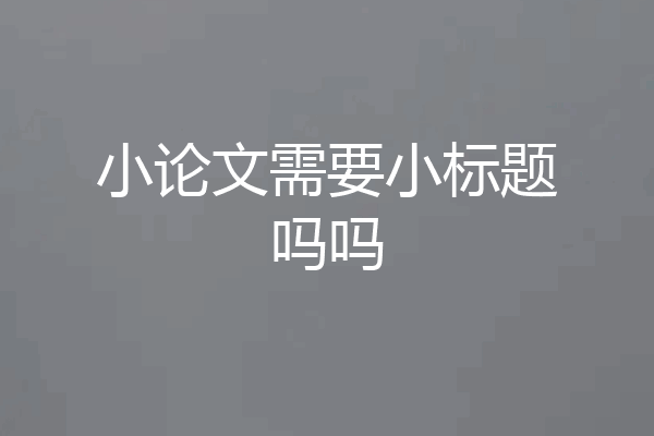 小论文需要小标题吗吗