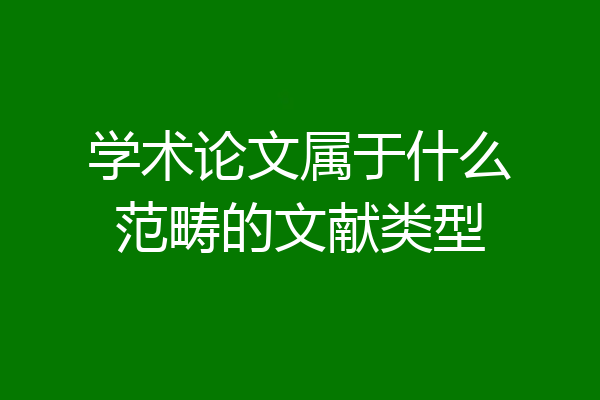学术论文属于什么范畴的文献类型