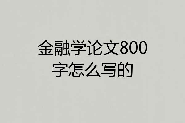 金融学论文800字怎么写的