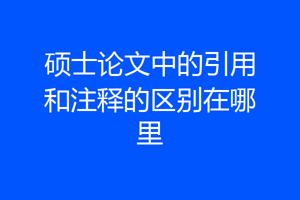 硕士论文中的引用和注释的区别在哪里