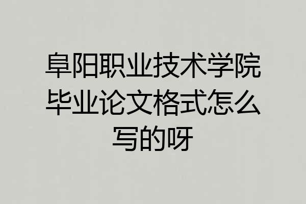 阜阳职业技术学院毕业论文格式怎么写的呀
