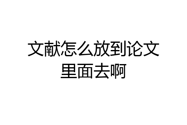 文献怎么放到论文里面去啊