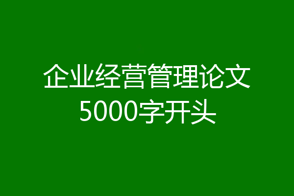 企业经营管理论文5000字开头
