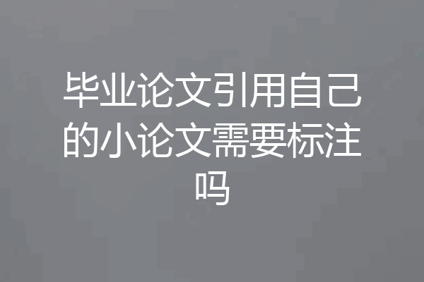 毕业论文引用自己的小论文需要标注吗
