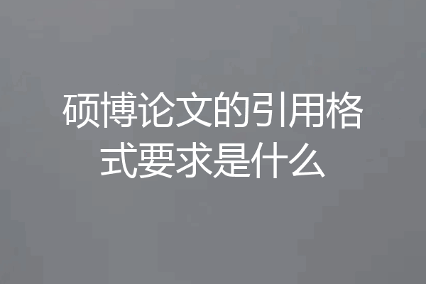 硕博论文的引用格式要求是什么
