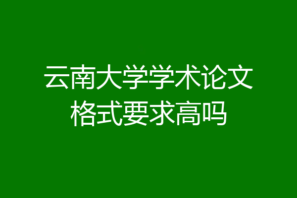 云南大学学术论文格式要求高吗