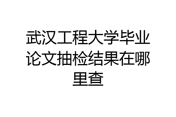 武汉工程大学毕业论文抽检结果在哪里查