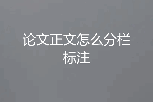 论文正文怎么分栏标注