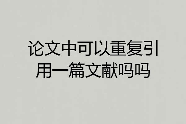 论文中可以重复引用一篇文献吗吗