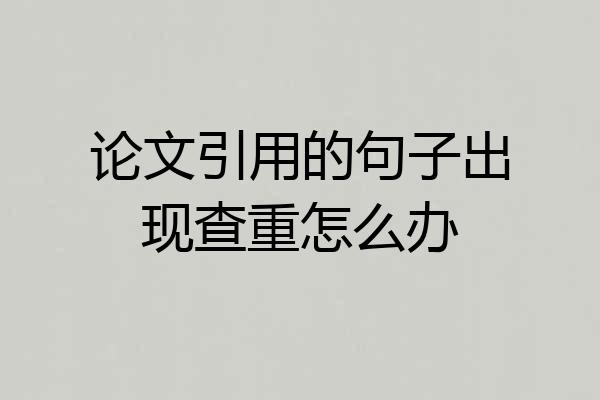 论文引用的句子出现查重怎么办