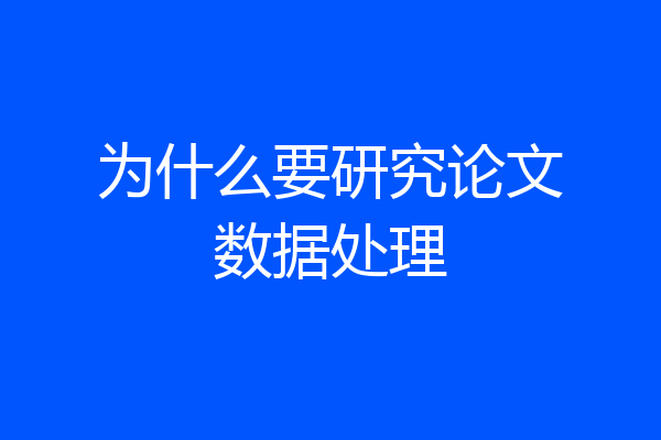 为什么要研究论文数据处理