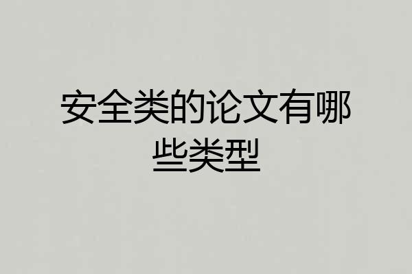 安全类的论文有哪些类型