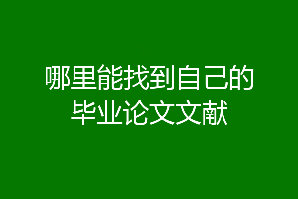 哪里能找到自己的毕业论文文献