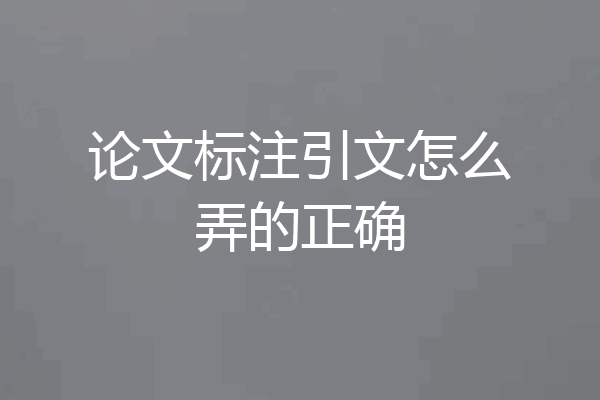 论文标注引文怎么弄的正确