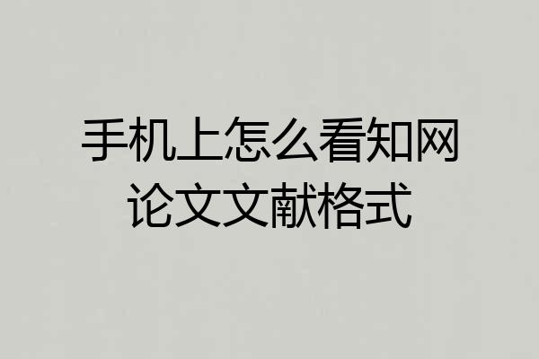 手机上怎么看知网论文文献格式