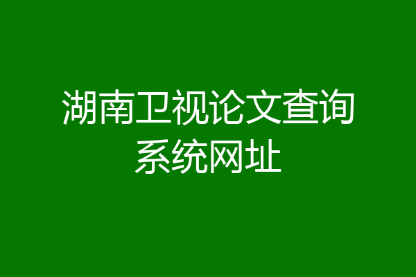 湖南卫视论文查询系统网址