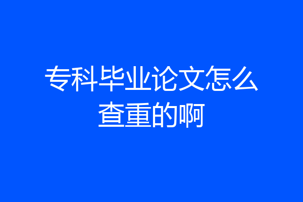 专科毕业论文怎么查重的啊