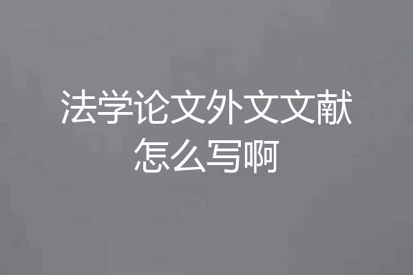 法学论文外文文献怎么写啊