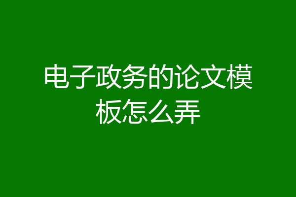 电子政务的论文模板怎么弄