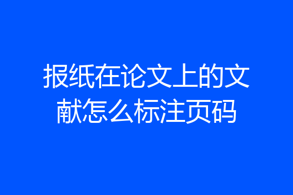 报纸在论文上的文献怎么标注页码