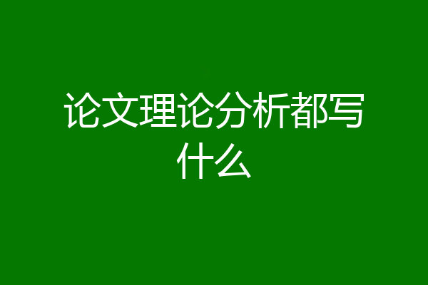 论文理论分析都写什么