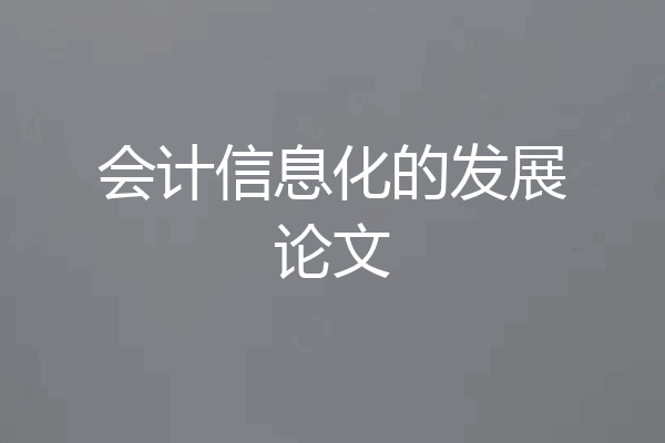 会计信息化的发展论文