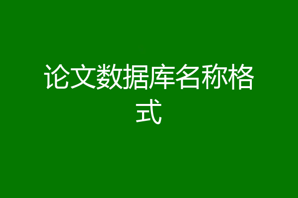 论文数据库名称格式