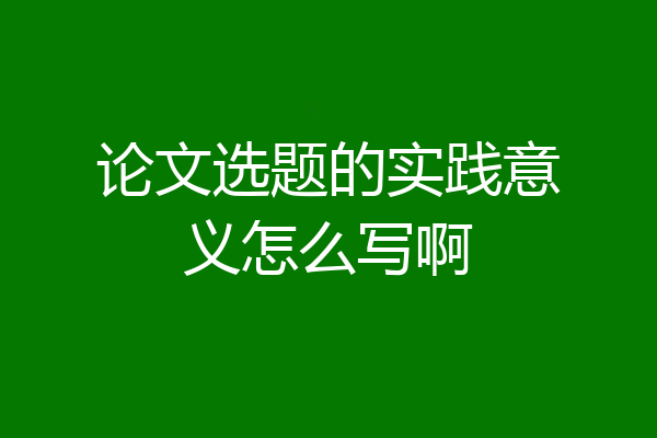 论文选题的实践意义怎么写啊