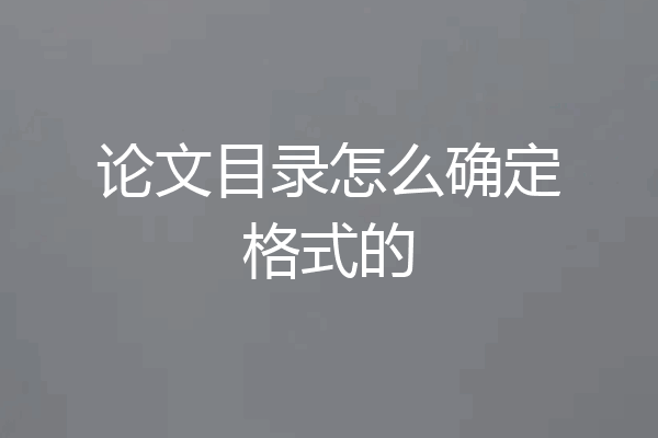 论文目录怎么确定格式的