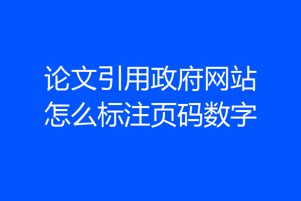 论文引用政府网站怎么标注页码数字