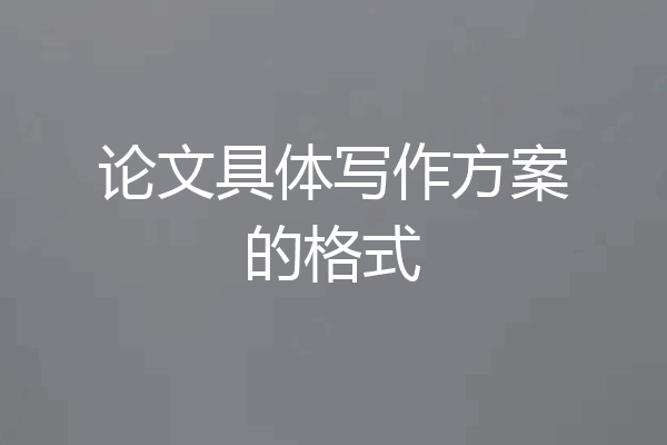 论文具体写作方案的格式