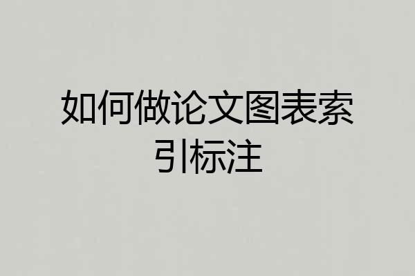 如何做论文图表索引标注