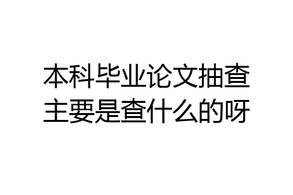 本科毕业论文抽查主要是查什么的呀