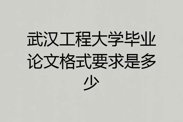 武汉工程大学毕业论文格式要求是多少