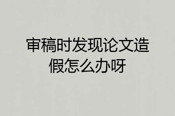 审稿时发现论文造假怎么办呀