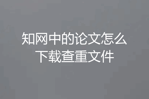 知网中的论文怎么下载查重文件