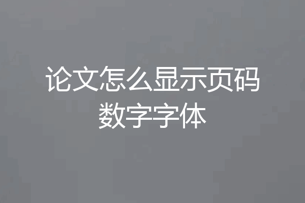 论文怎么显示页码数字字体