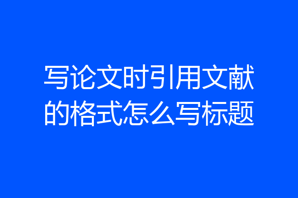 写论文时引用文献的格式怎么写标题