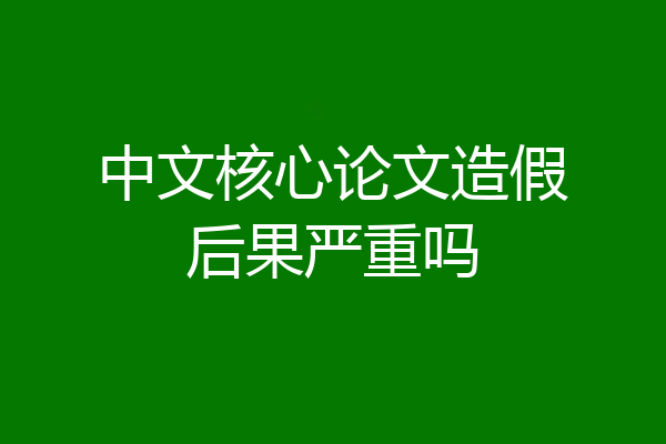 中文核心论文造假后果严重吗