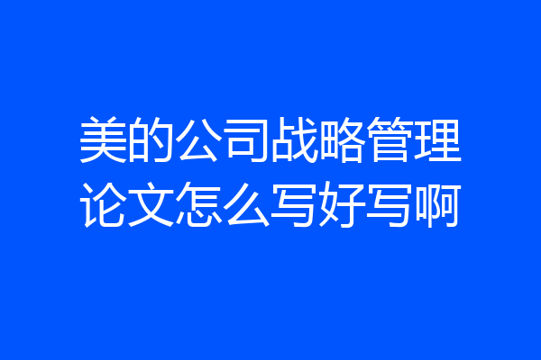 美的公司战略管理论文怎么写好写啊