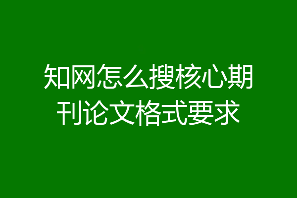 知网怎么搜核心期刊论文格式要求