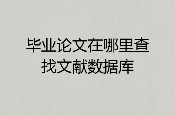 毕业论文在哪里查找文献数据库