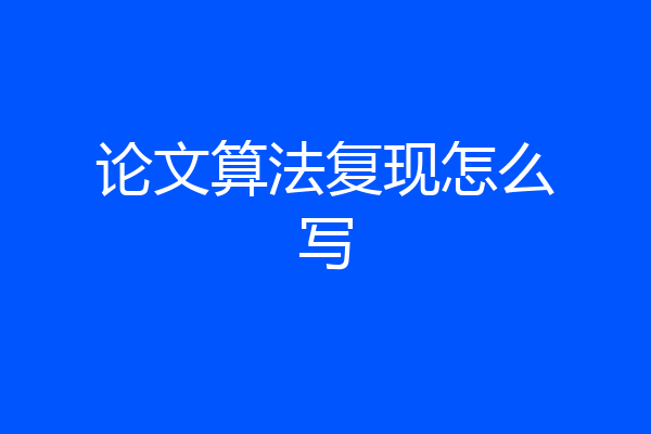 论文算法复现怎么写