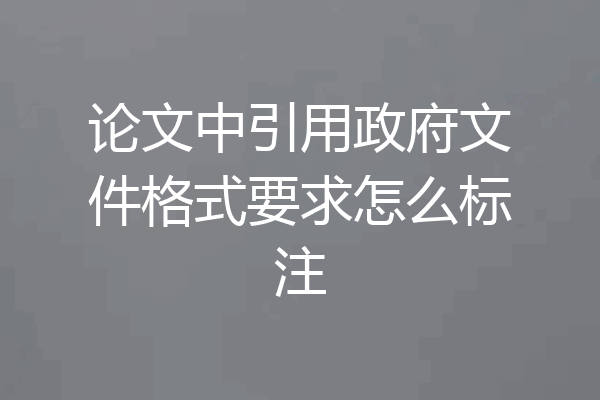论文中引用政府文件格式要求怎么标注