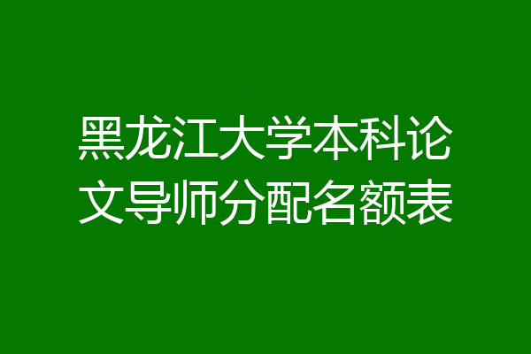 黑龙江大学本科论文导师分配名额表